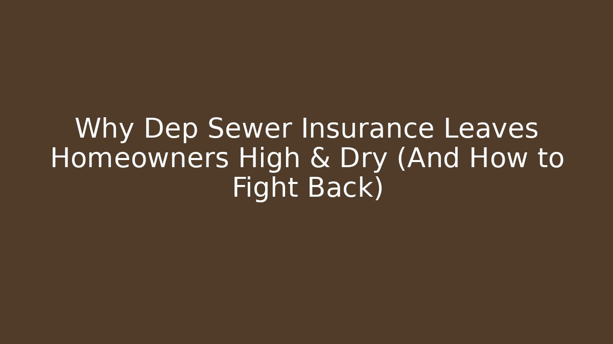 Why Dep Sewer Insurance Leaves Homeowners High & Dry (And How to Fight Back)