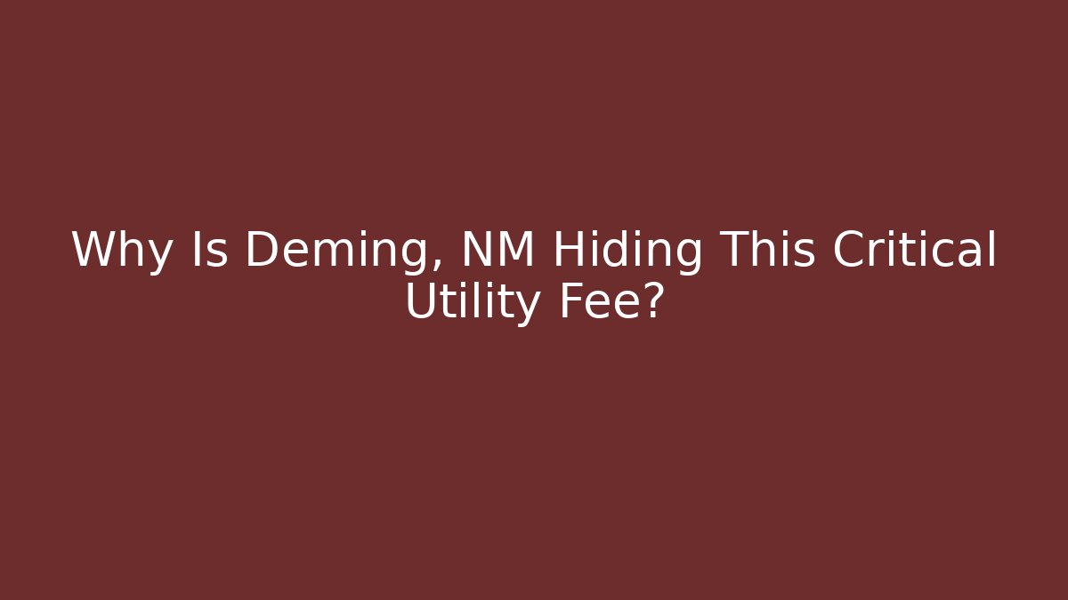Why Is Deming, NM Hiding This Critical Utility Fee? - Magmic