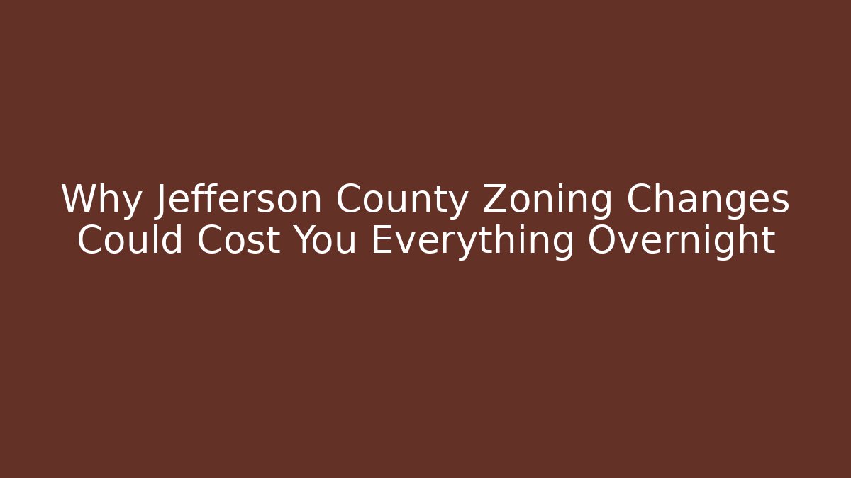 Why Jefferson County Zoning Changes Could Cost You Everything Overnight