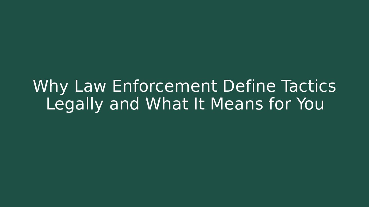 Why Law Enforcement Define Tactics Legally and What It Means for You