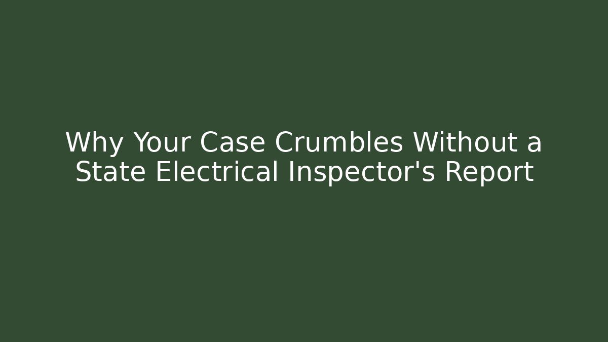 Why Your Case Crumbles Without a State Electrical Inspector’s Report