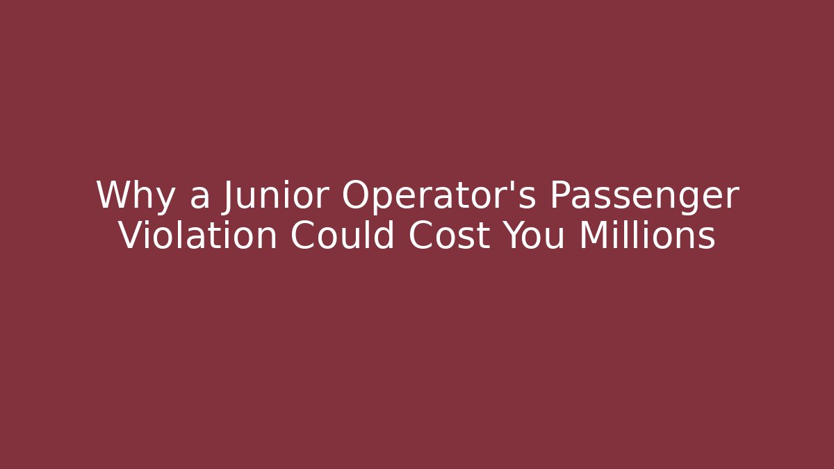 Why a Junior Operator's Passenger Violation Could Cost You Millions