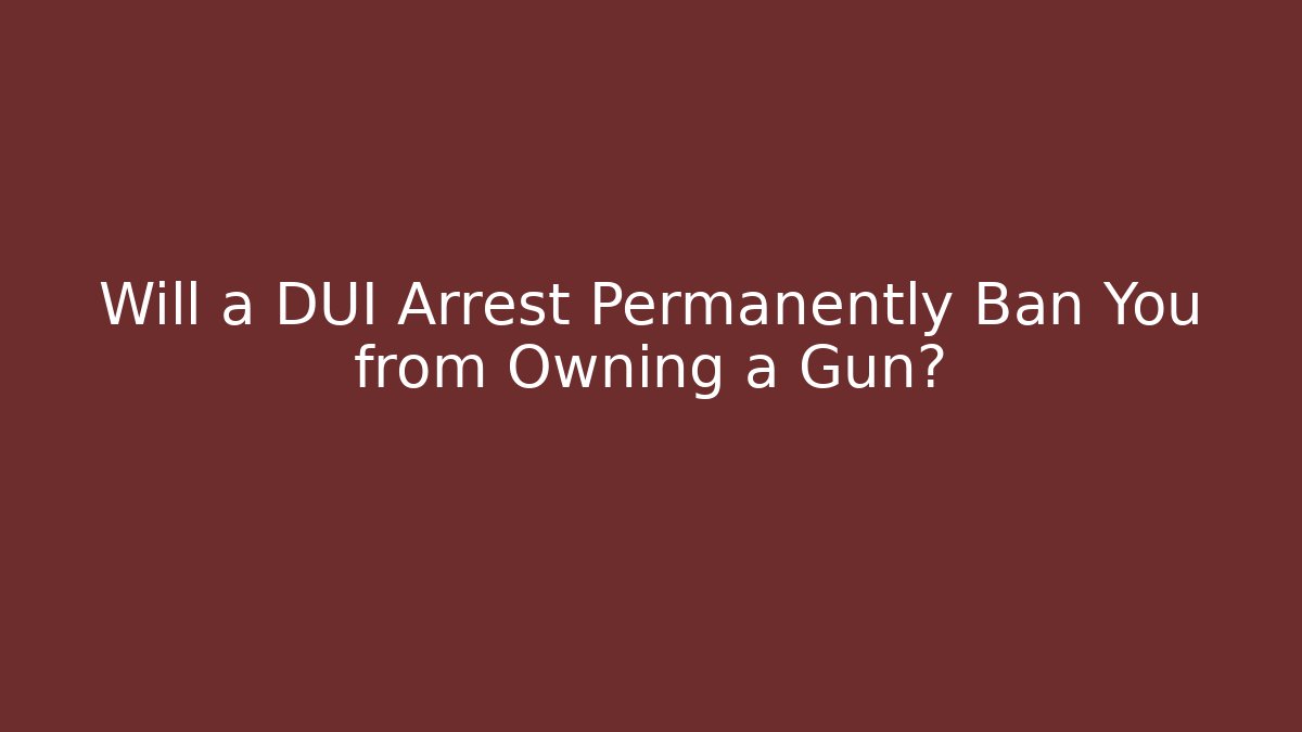 Will a DUI Arrest Permanently Ban You from Owning a Gun?