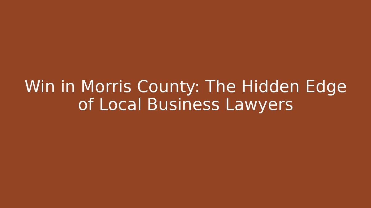 Win in Morris County: The Hidden Edge of Local Business Lawyers