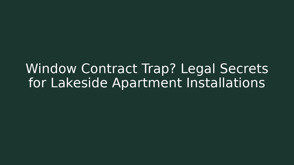 Window Contract Trap? Legal Secrets for Lakeside Apartment Installations