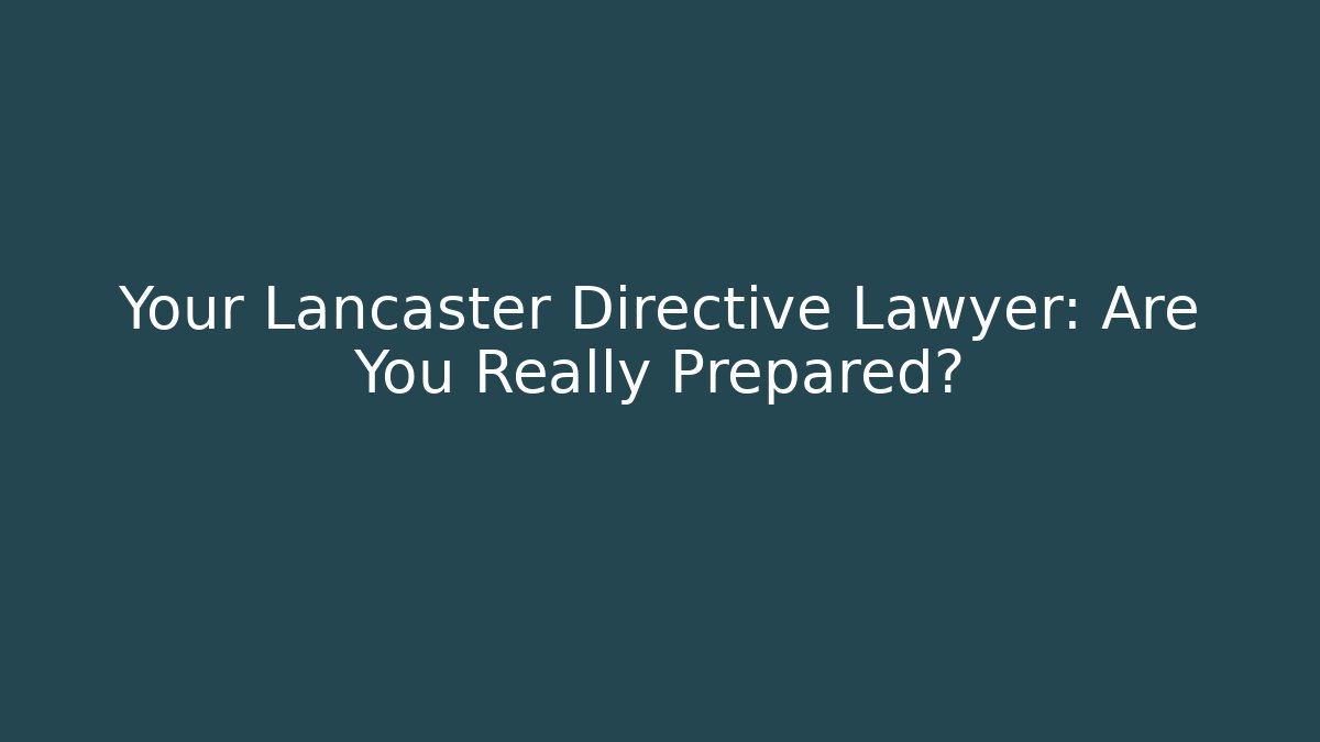 Your Lancaster Directive Lawyer: Are You Really Prepared? - Magmic