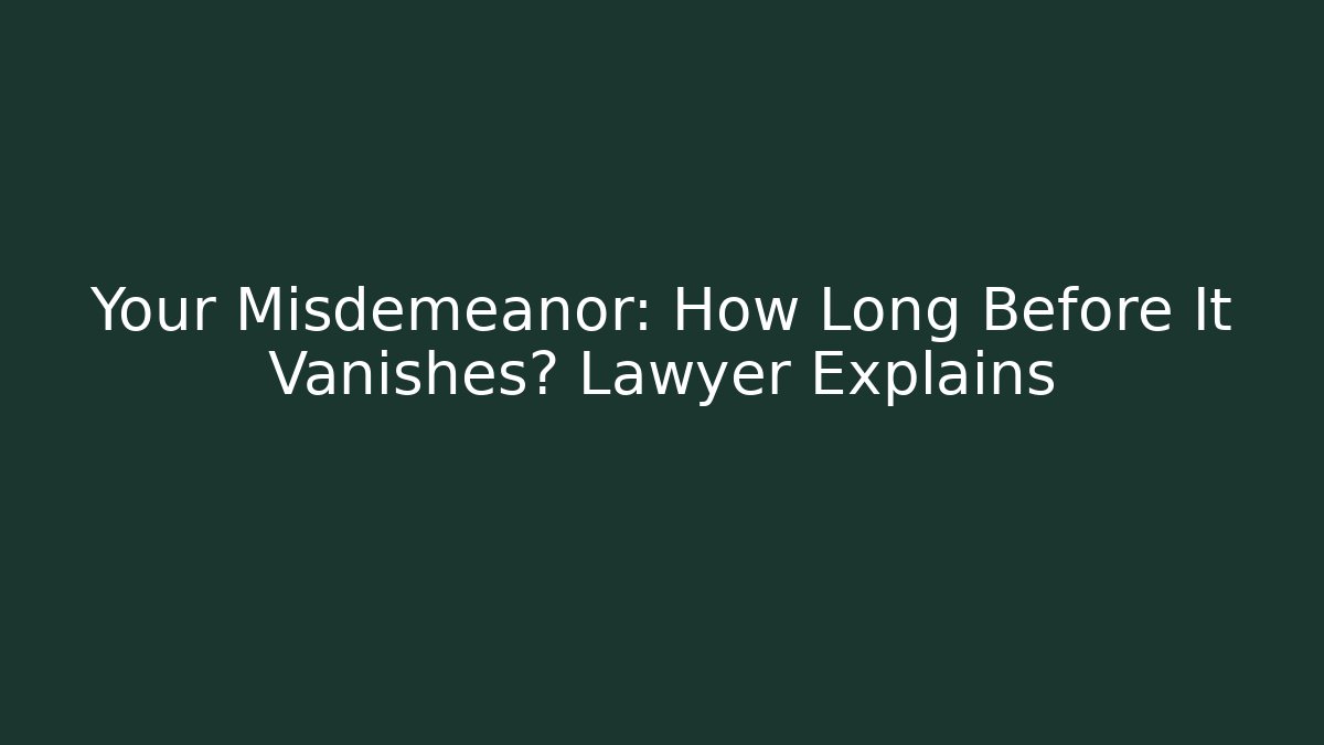 Your Misdemeanor: How Long Before It Vanishes? Lawyer Explains