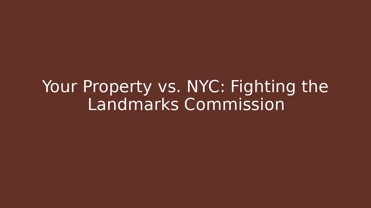 Your Property vs. NYC: Fighting the Landmarks Commission - Magmic