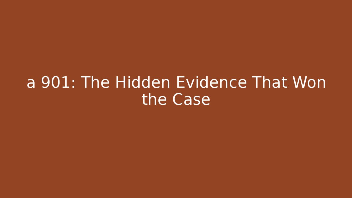 a 901: The Hidden Evidence That Won the Case - Magmic