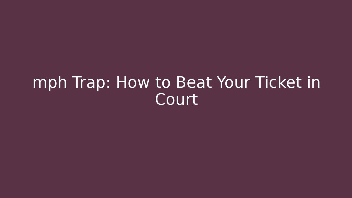 mph Trap: How to Beat Your Ticket in Court